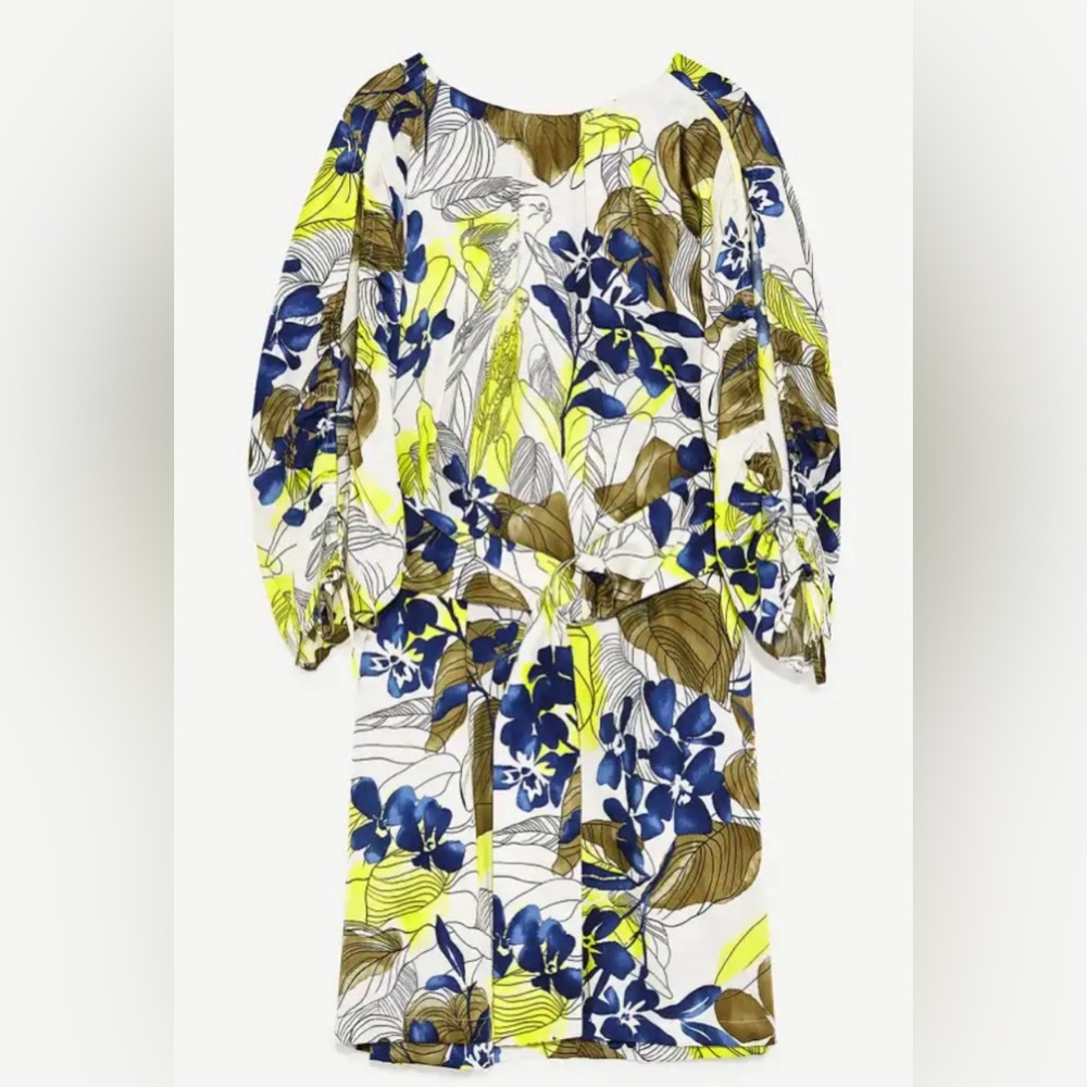 Zara Blue and Yellow Floral Dress NWT